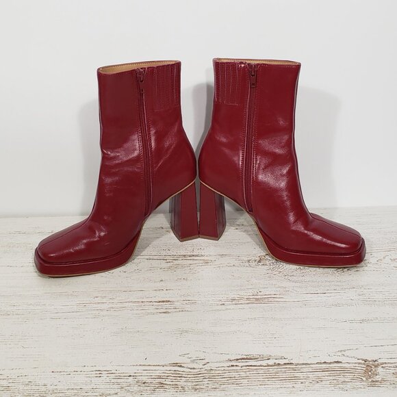 Steve Madden Freya Red Wine Leather Platform Bootie Women's Size 6M - Picture 3 of 10